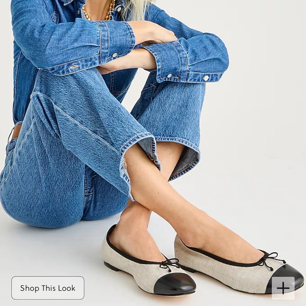 Zoe cap toe ballet flats in Spanish canvas
